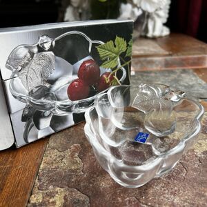 NIB Natures Harvest by Mikasa-Studio Nova -Etched Glass Fruit/ Candy Dish 5 1/2"